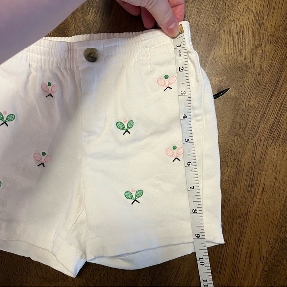 Janie and Jack Baby White Tennis Embroidered Twill Pull On Shorts 6-12 Months - Picture 7 of 7